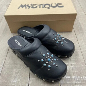 Mystique Boutique Leather and Jeweled Clogs Size 6